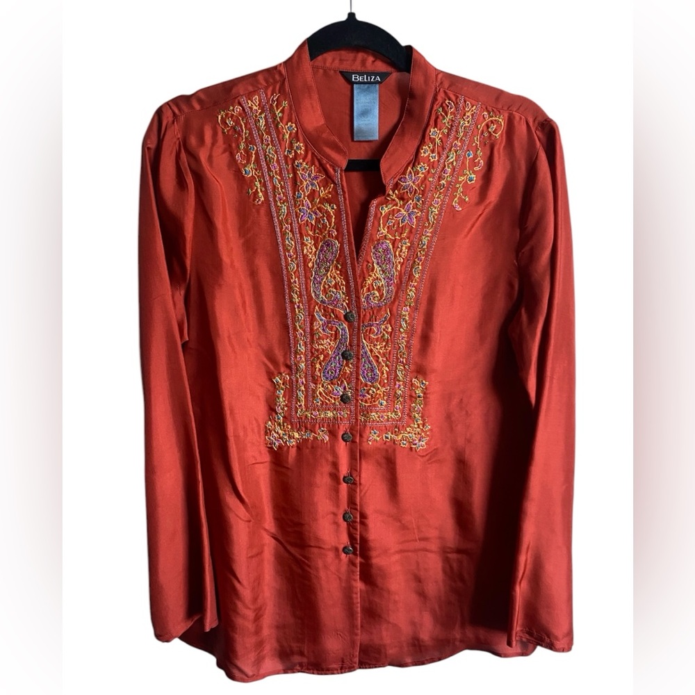 BeLiza Made In India Women's Silk Embroidered Blouse Size 10